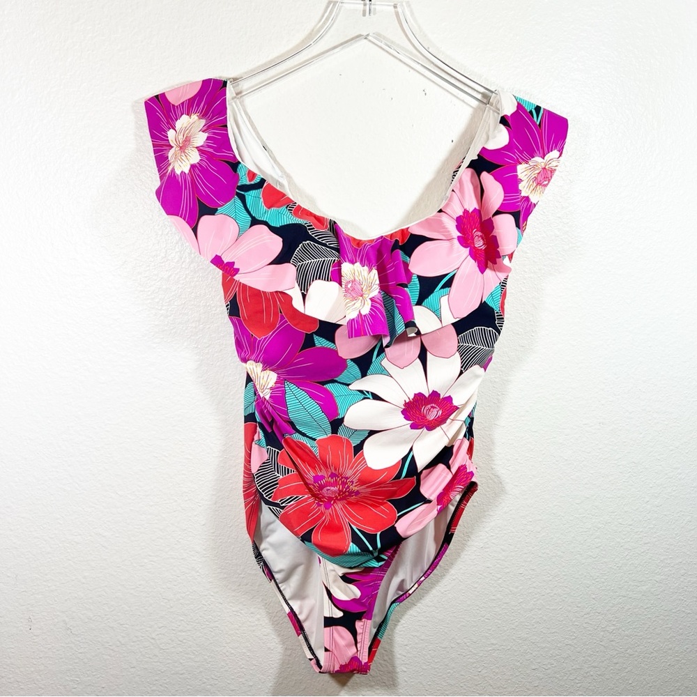La Blanca In Full Bloom Ruffle One Piece Swimsuit Floral 14 NWT - Picture 2 of 7